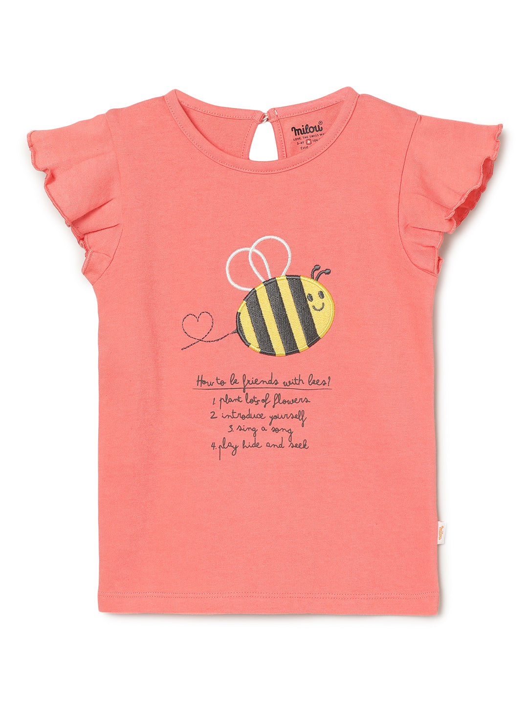 Milou Kids Cotton Bio Washed Printed T-Shirt for Girls TGVGTS038