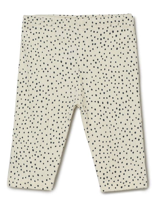 Milou Kids Cotton Bio Washed Polka Designed Leggings for Girls -Cream