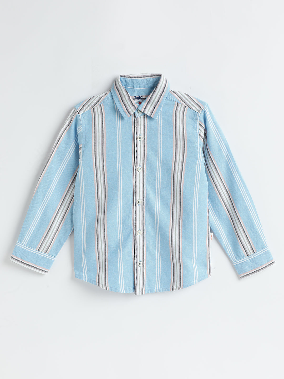 Milou Kids Cotton Full Sleeves Striped Bio Washed Shirt for Boys-SH-RE019-BLWH