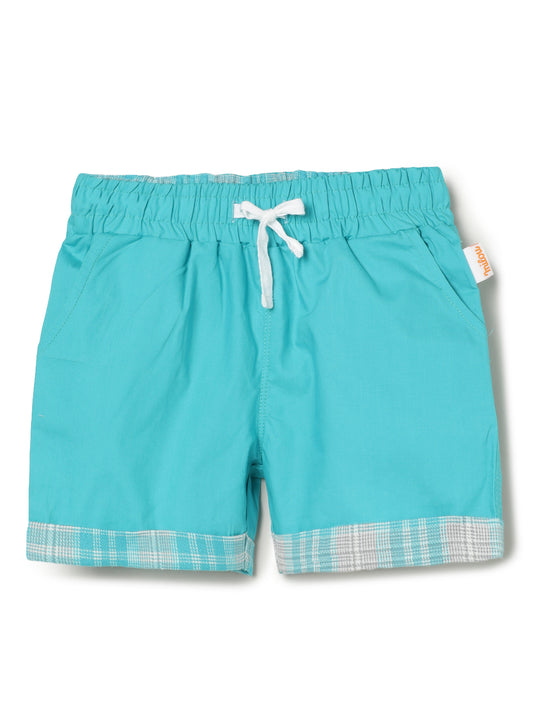 Milou Kids Cotton Solid Bio Washed Boys Shorts for Boys -Blue