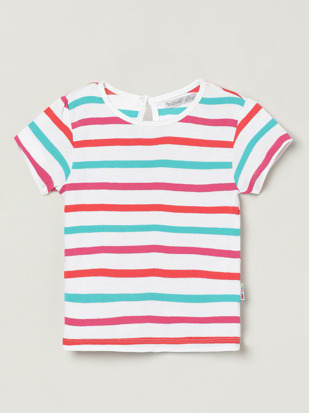 Milou Baby Girls Multi- Colour Striped Short Sleeve Graphic T-Shirt