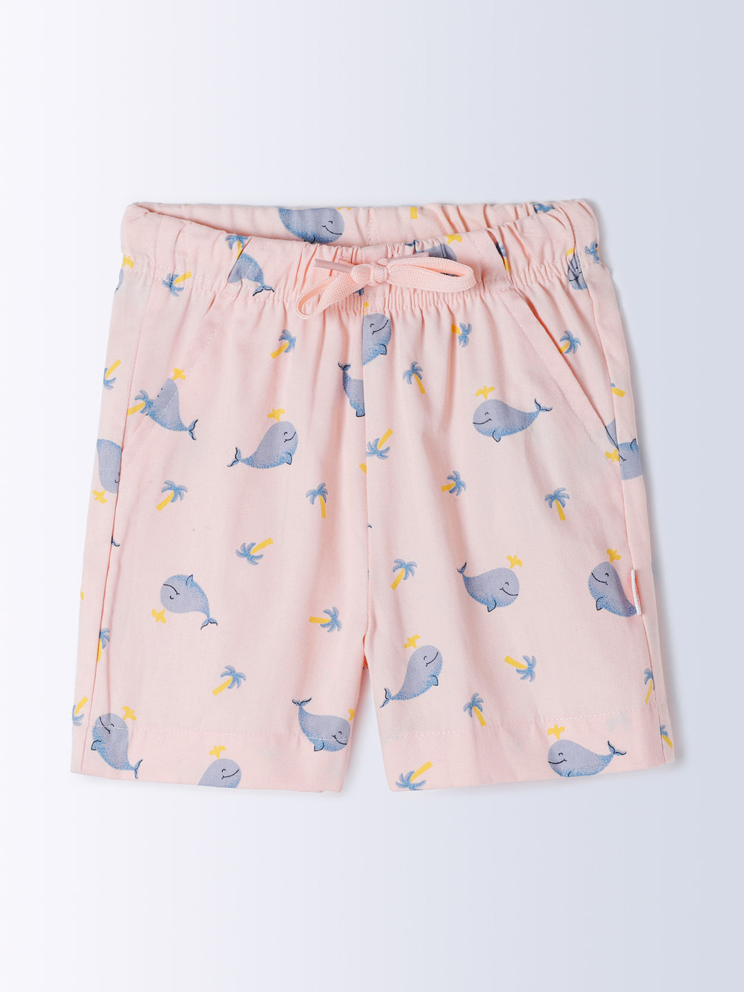 Milou Kids Cotton Bio Washed Printed Shorts for Boys - Light Pink