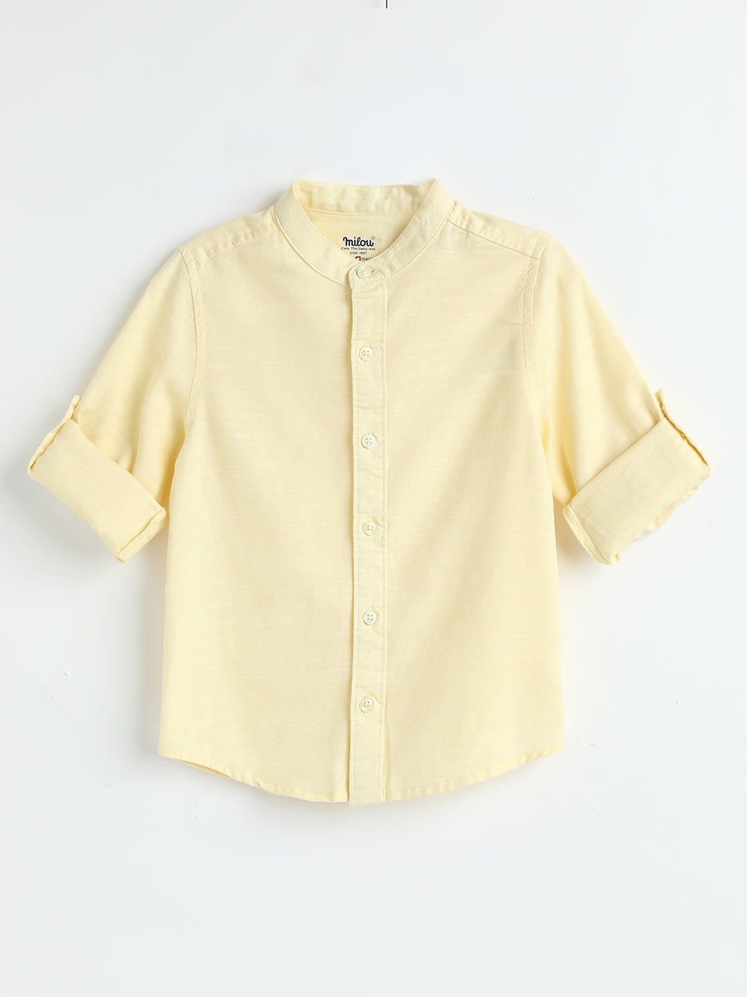 Milou Kids Cotton Full Sleeves Solid Bio Washed Shirt for Boys-SH-CH010-CR