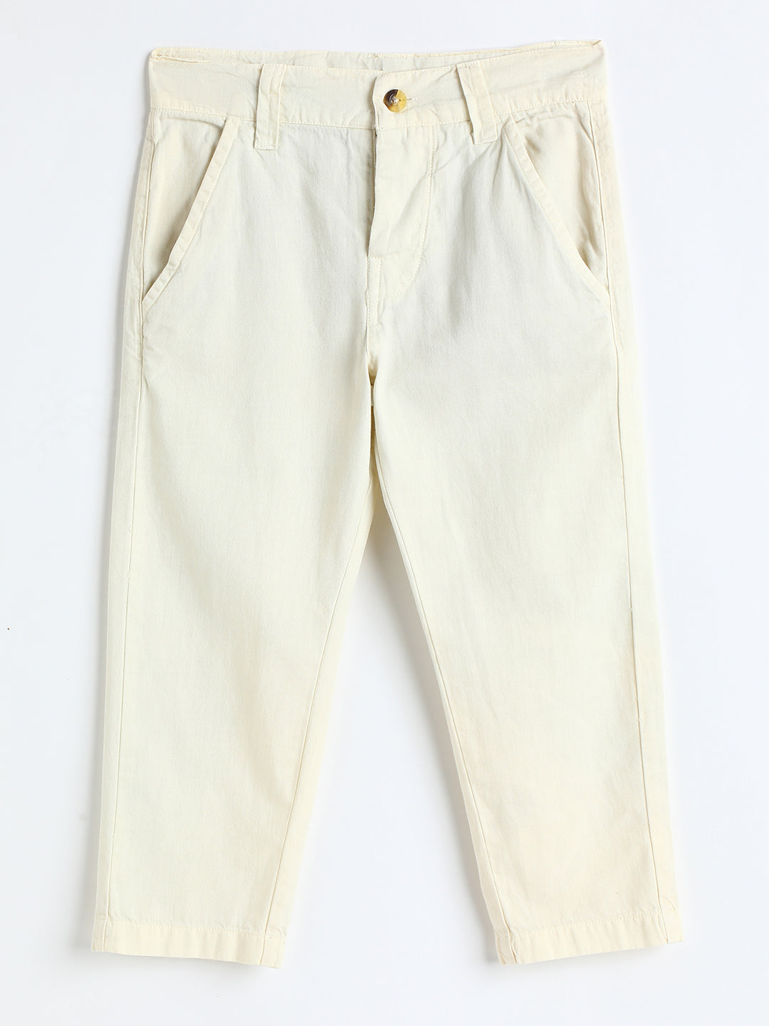 Milou Kids Cotton Solid Woven Pants for Boys TBNCTRS054-WH