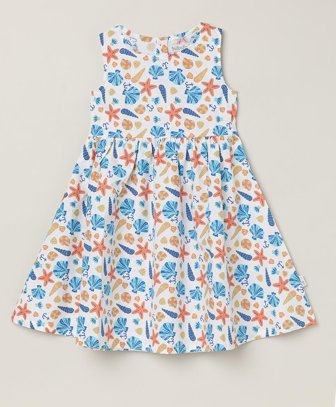 Milou Girls Sleeveless Cotton Printed Dress