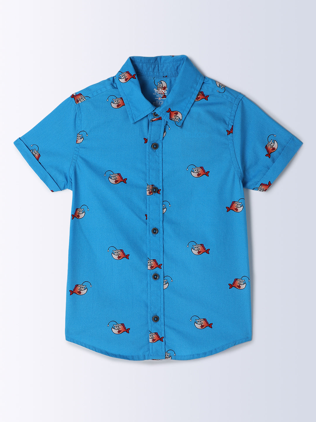 Milou Kids Cotton Half Sleeves All Over Printed Bio Washed Shirt for Boys SH-CU007