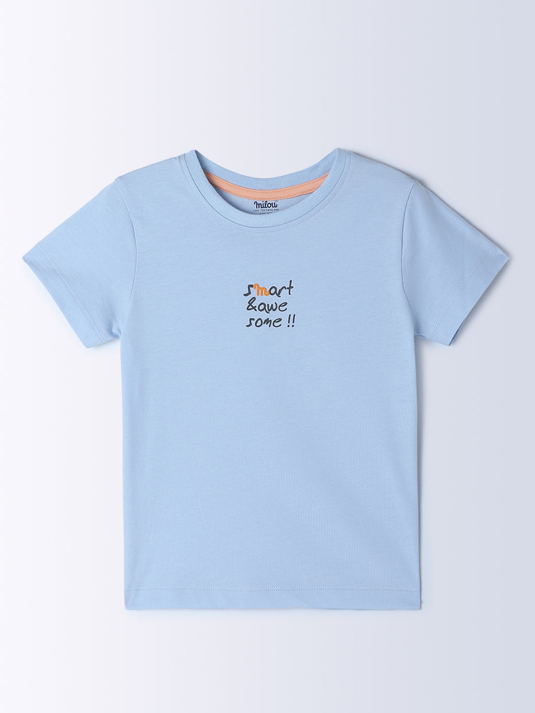 Milou Kids Cotton Half Sleeves Solid Bio Washed T-Shirt for Boys BBASICTEE002