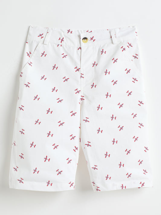 Milou Boys Woven Shorts White Print