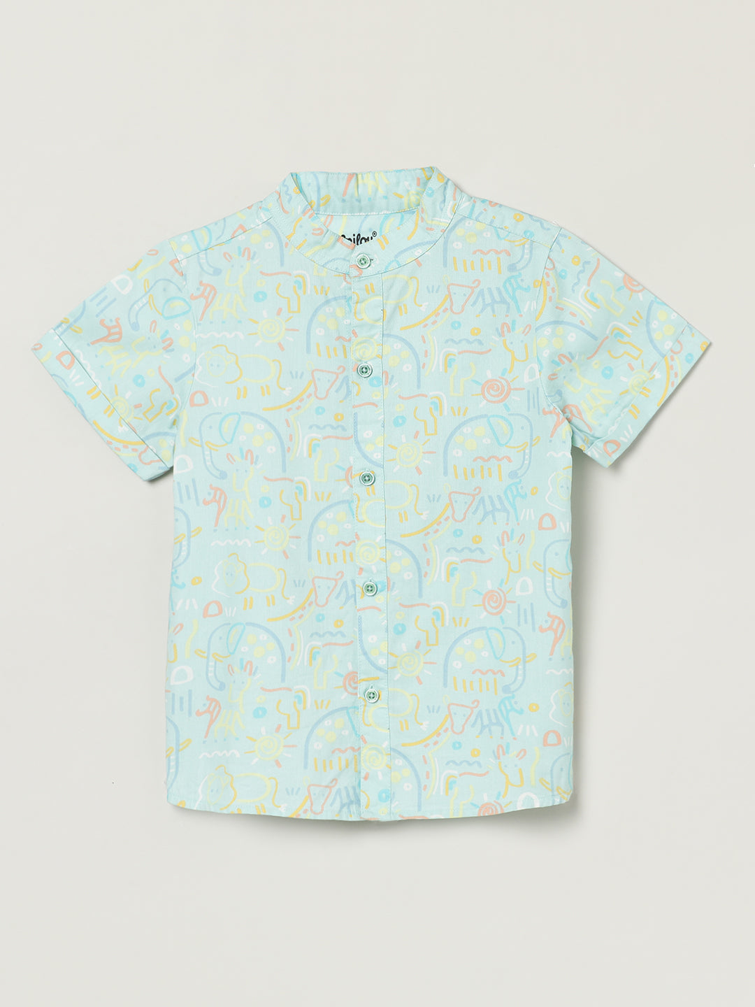 Half Sleeve Mandarin Collar Printed Shirt