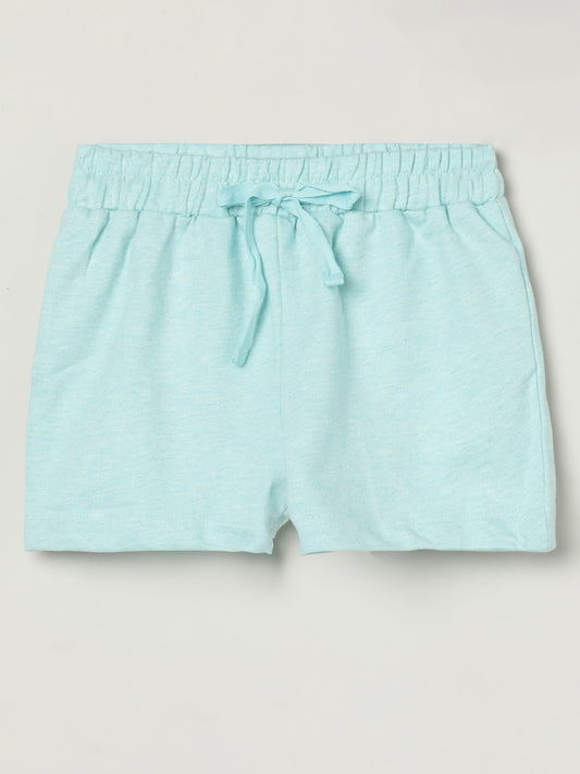 Milou Kids Cotton Solid Bio Washed Girls Shorts for Girls -Light Blue