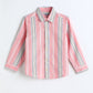 Milou Boys Full Sleeve Stripedd Bio-Washed Shirt Pink Striped