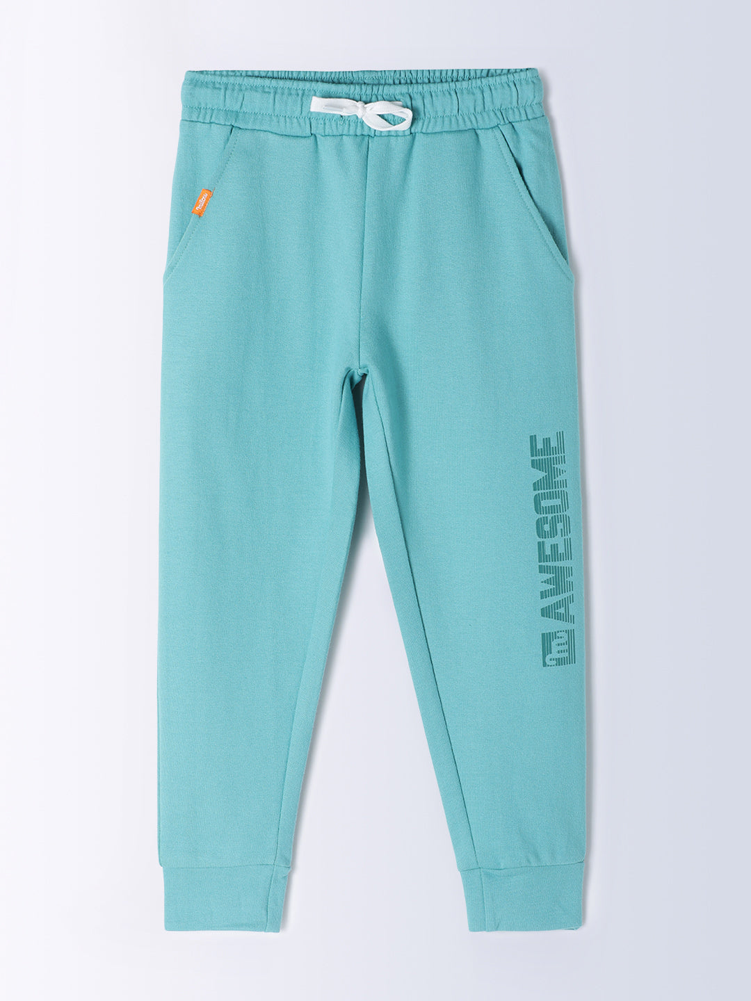 Milou Kids Cotton Solid Bio Washed Joggers for Boys - Green