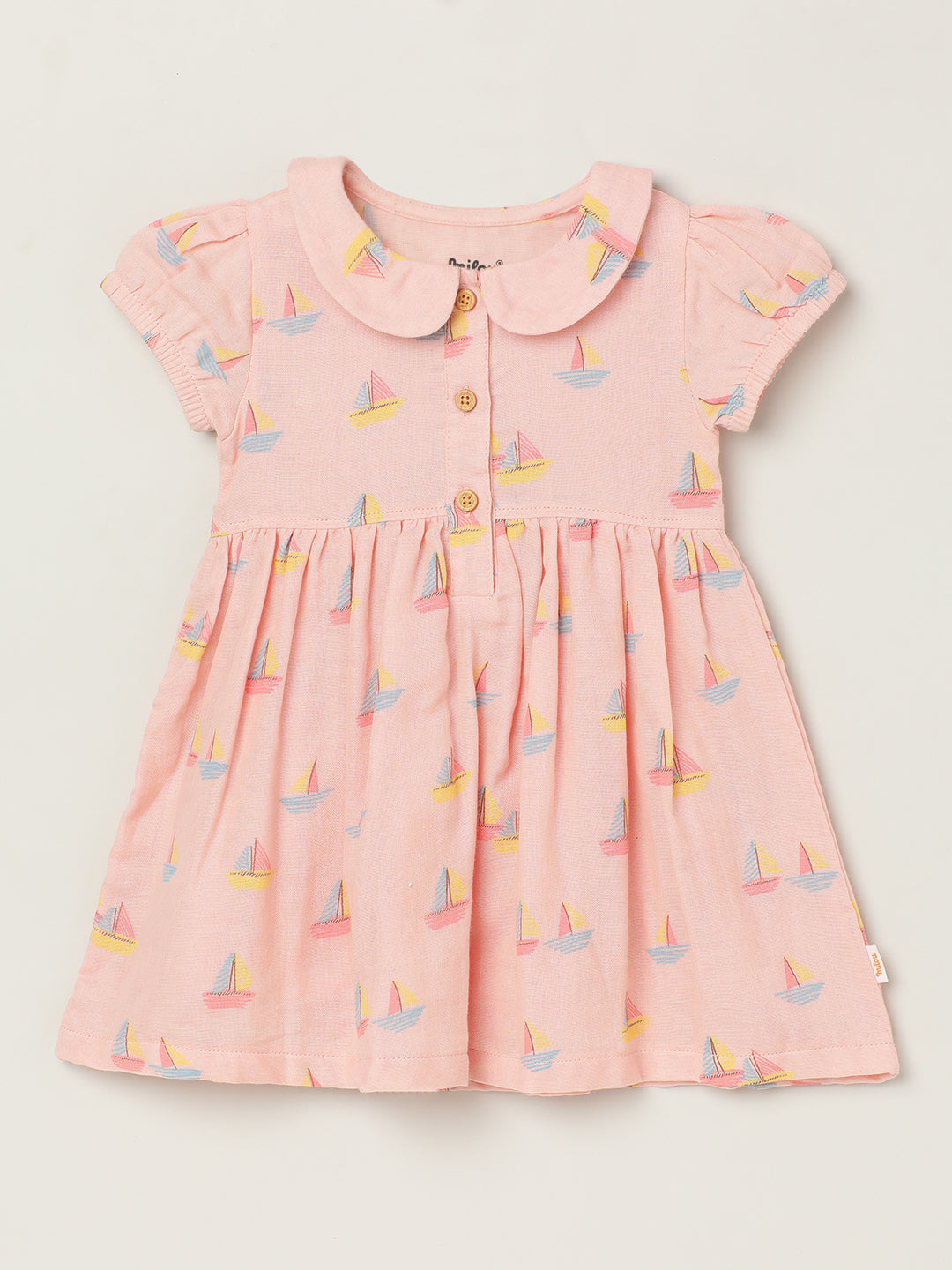 Milou Girls Pink Cotton Dress