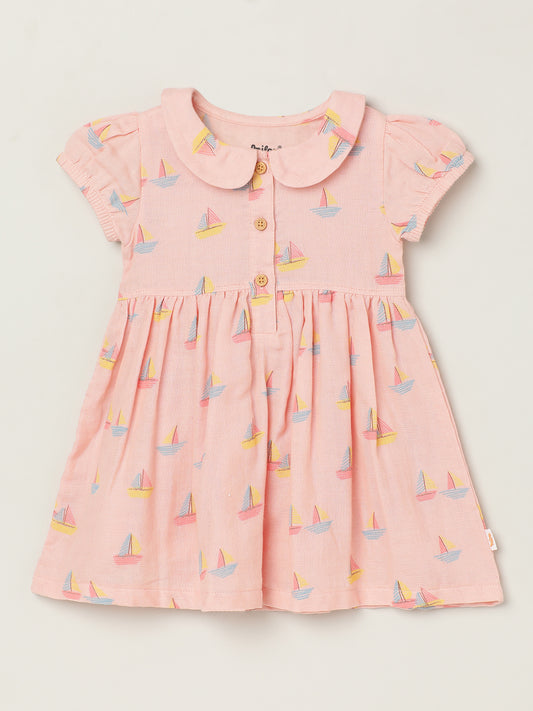 Milou Girls Pink Cotton Dress