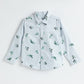 Milou Boys Full Sleeve Printed Bio-Washed Shirt Mint Leaf Print