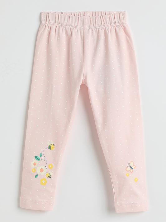 Milou Girls Pink Cotton Leggings
