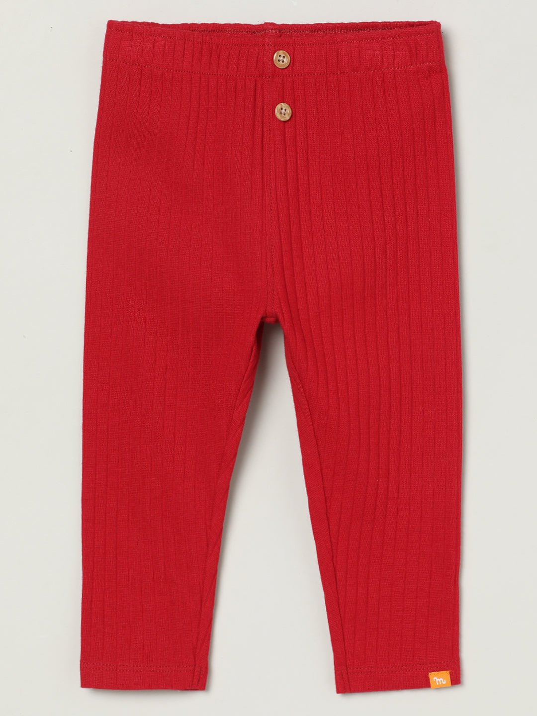 Milou Girls Cotton Solid Full Length Leggings Red