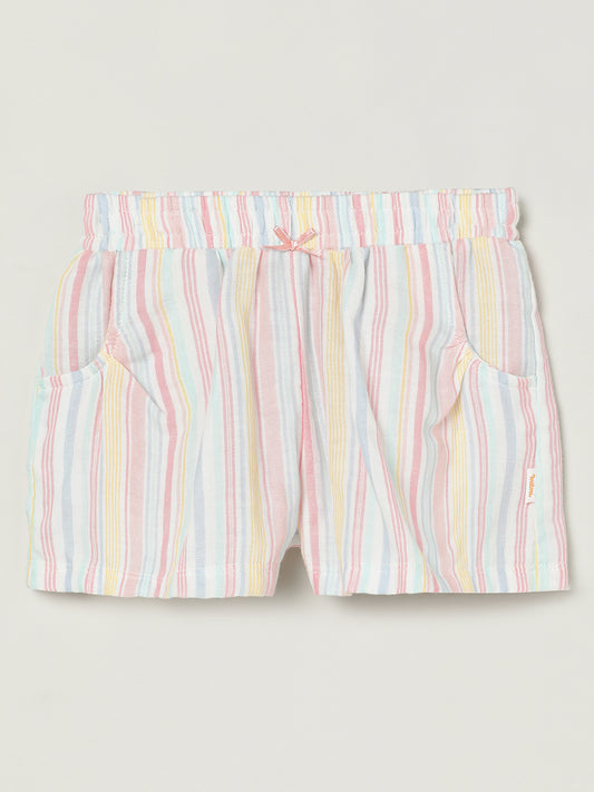 Girls Pastel Stripe Cotton Shorts | Toddler Summer Shorts | Milou Kids
