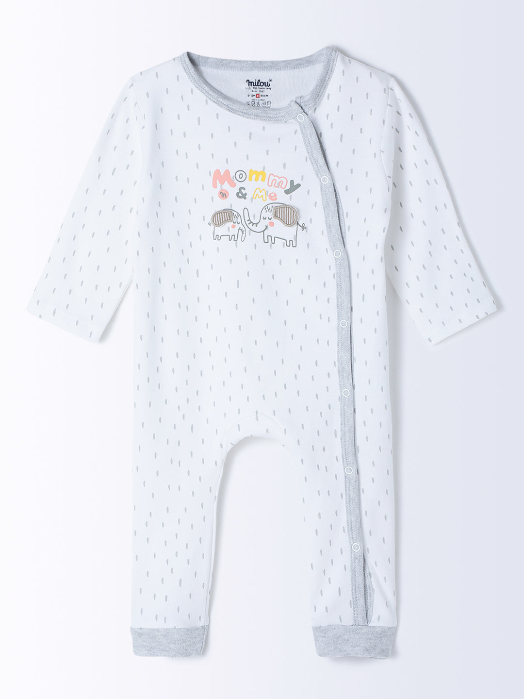 Milou Cotton Full Sleeves Bio Washed Infant Bodysuit - White