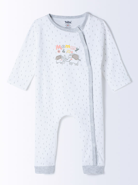 Milou Cotton Full Sleeves Bio Washed Infant Bodysuit - White