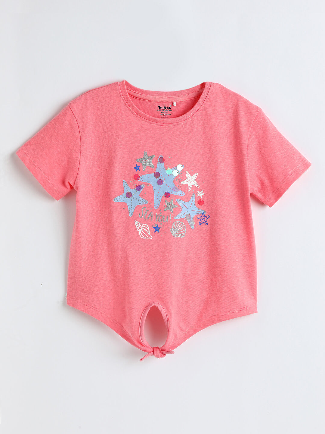 Milou Girls Front Knot Short sleeve Top