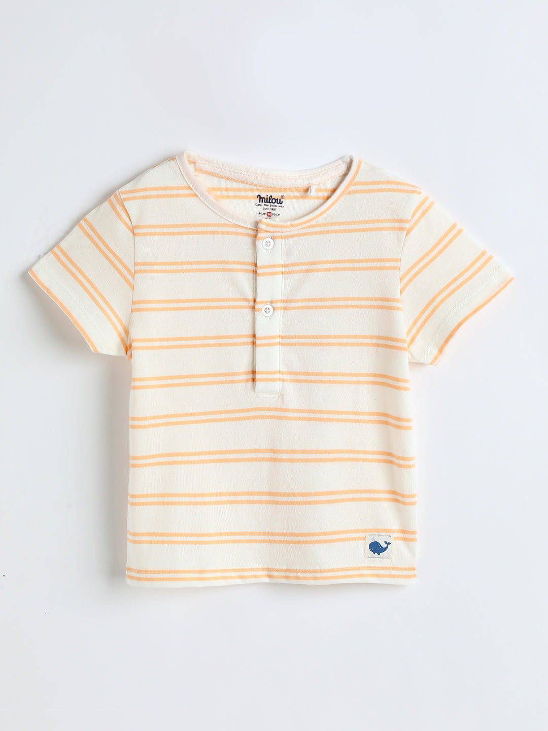 Milou Cotton Half Sleeves Bio Washed Striped T-Shirt -MGBBB004-WAAC