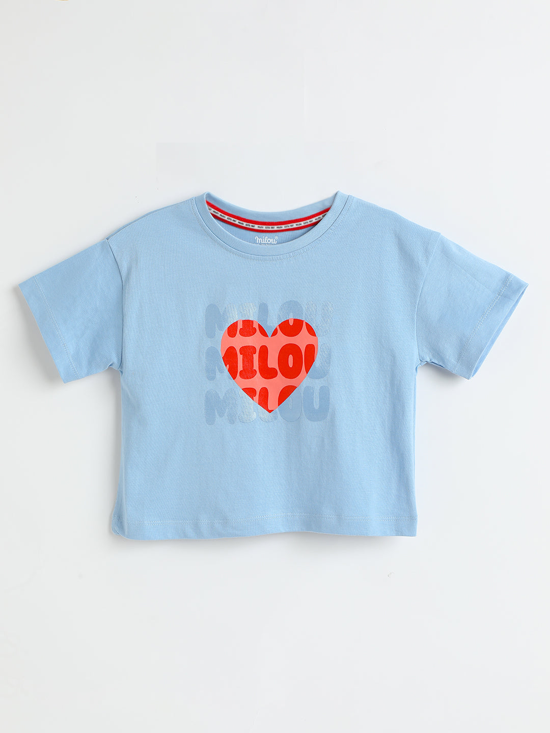 Milou Kids Cotton Bio Washed Printed Top for Girls -SUGTEE016-BL