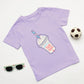 Milou Toddler Girls Half Sleeve Printed T-Shirt Lavender Drink Print