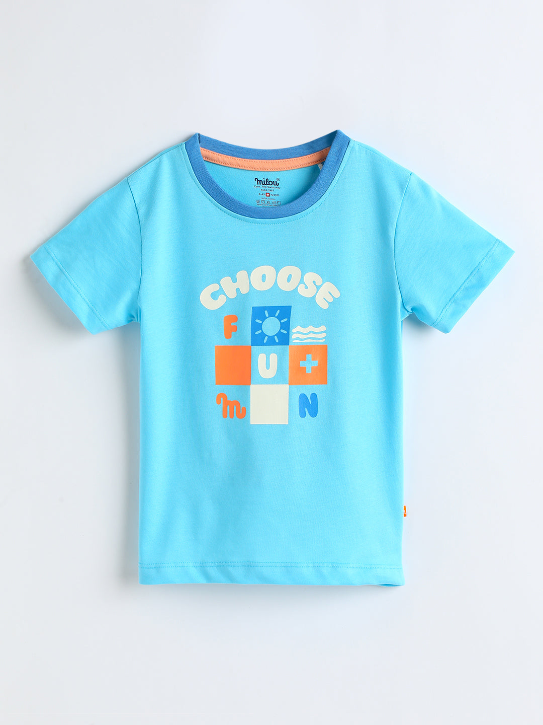 Milou Cotton Half Sleeves Bio Washed Printed T-Shirt -BBASICTEE004-TQ
