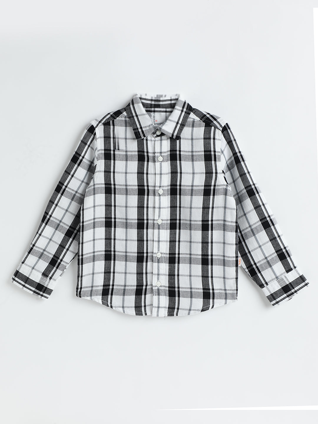 Milou Kids Cotton Full Sleeves Checked Bio Washed Shirt for Boys-SH-RE017-WHBK