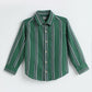 Milou Boys Full Sleeve Stripedd Bio-Washed Shirt Green Striped