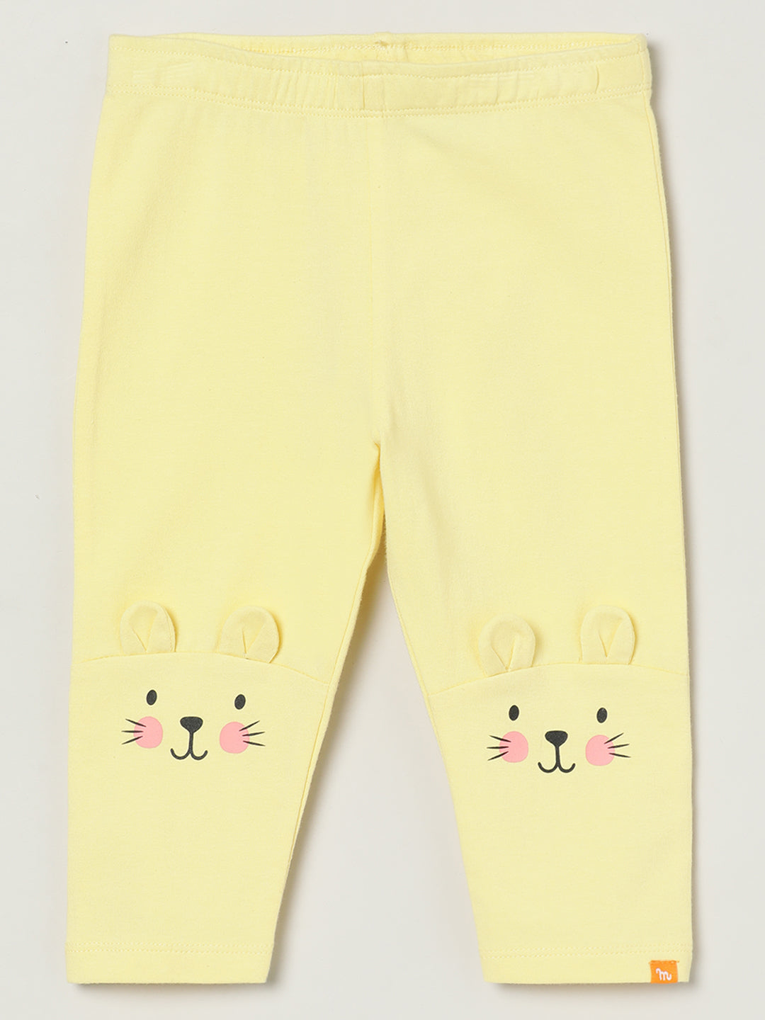Milou Girls Cotton Printed Leggings Yellow