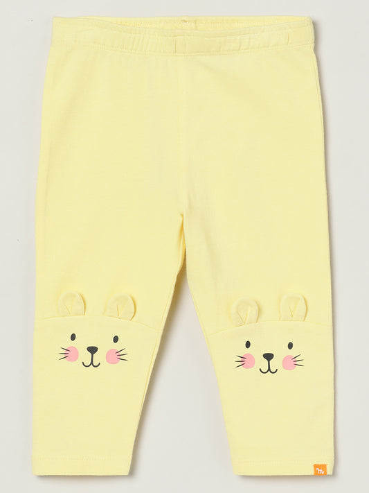Milou Girls Cotton Printed Leggings Yellow