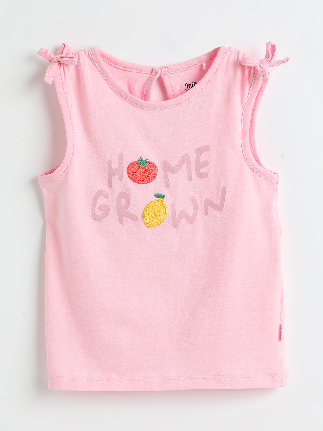 Milou Kids Cotton Bio Washed Printed Top for Girls -TGVGTS040-PKMST