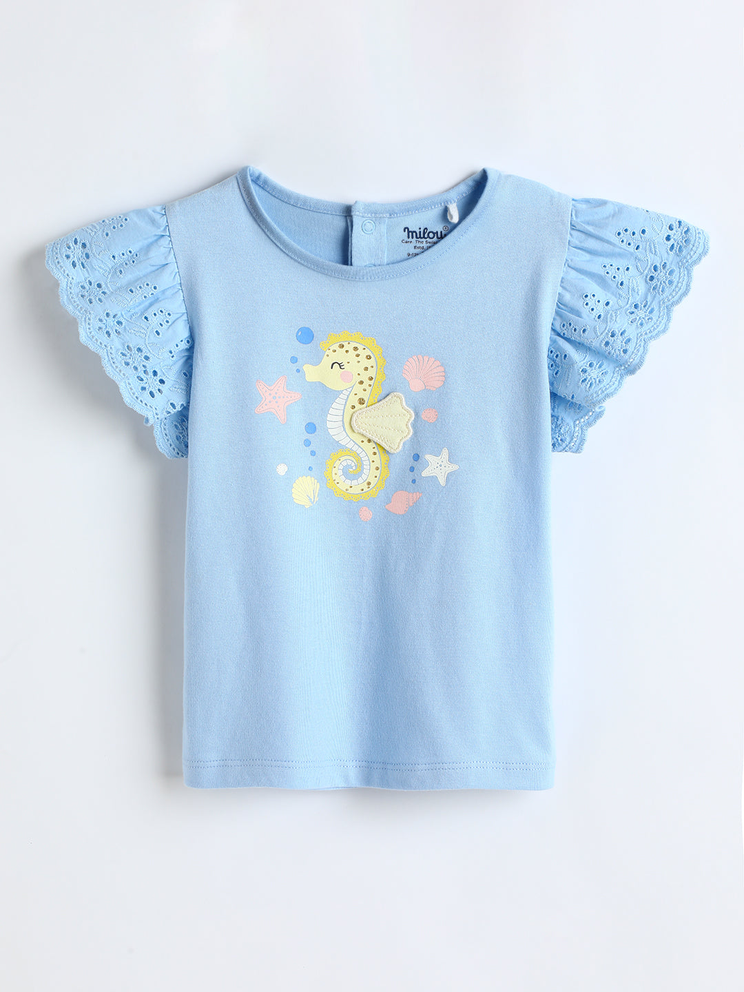 Milou Kids Cotton Bio Washed Printed Top for Girls -MGBBG007-CLBL