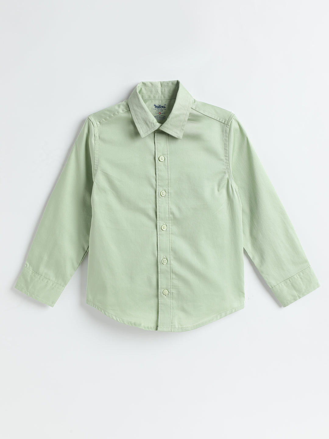 Milou Kids Cotton Full Sleeves Solid Bio Washed Shirt for Boys-SH-RE022-SGRN