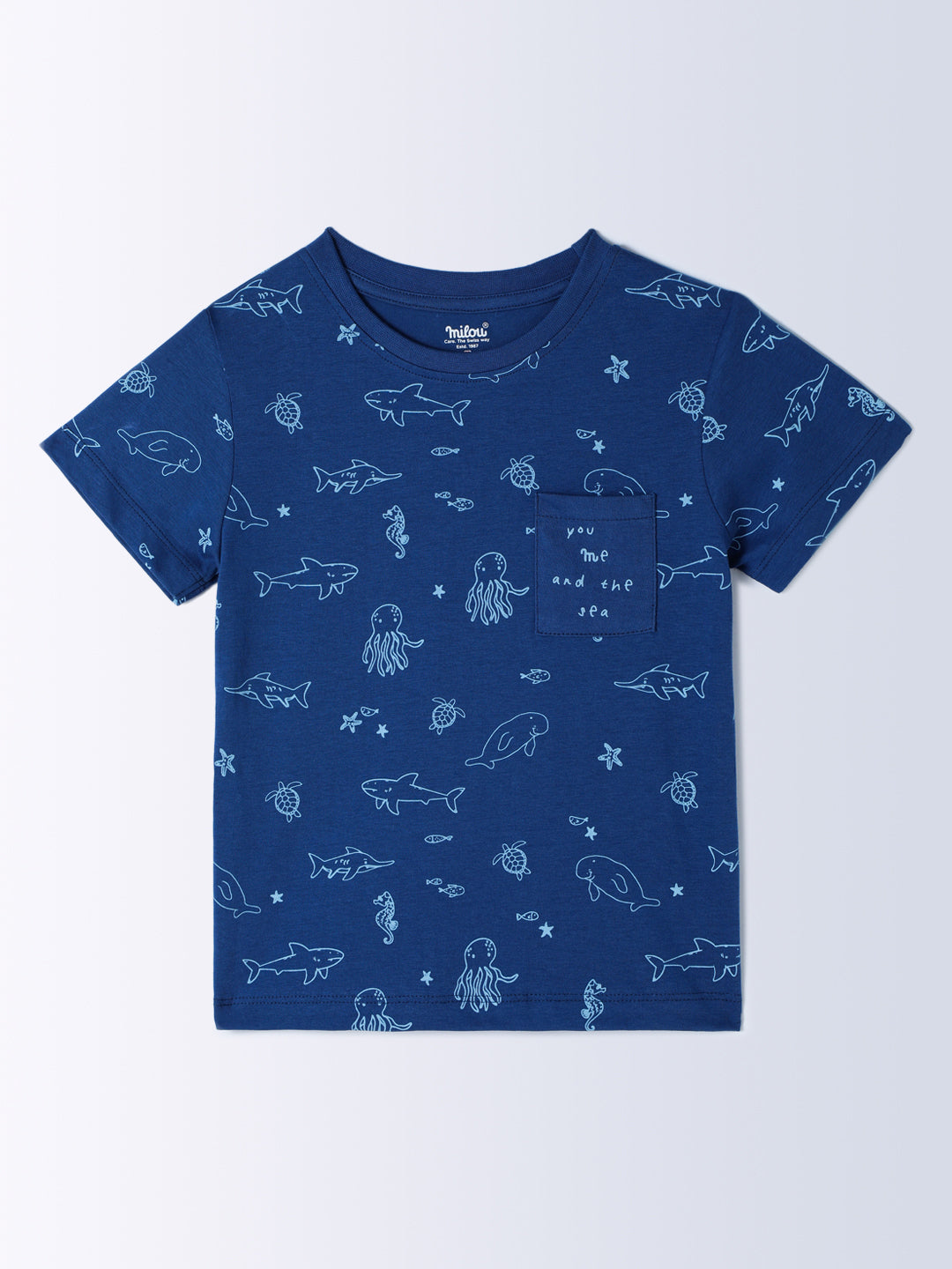 Milou Kids Half Sleeves Cotton Bio Washed Printed T-Shirt for Boys -Peach