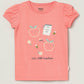 Baby Girl Peach Cotton T-Shirt | Puff Sleeve Apple Print | Milou Kids