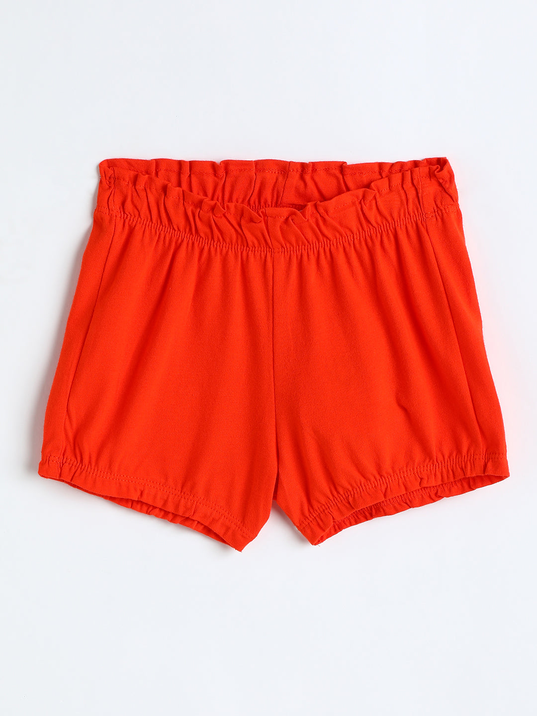 Milou Kids Cotton Solid Bio Washed Orange Coloured Shorts for Girls -NPSBG019-SPOR
