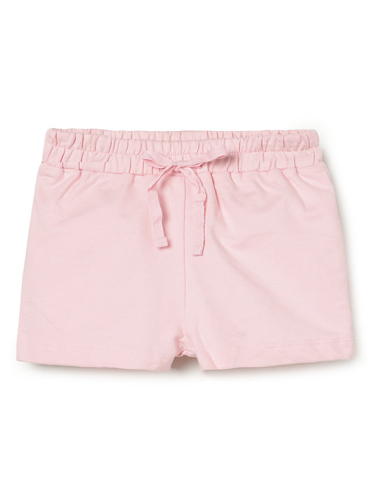 Milou Kids Cotton Solid Bio Washed Girls Shorts for Girls -Pink