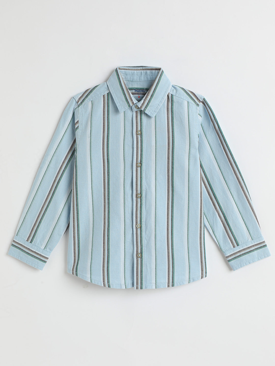 Milou Kids Cotton Full Sleeves Striped Bio Washed Shirt for Boys