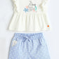 Milou Girls Cotton Top & Shorts Co-ord Set White & Blue Set