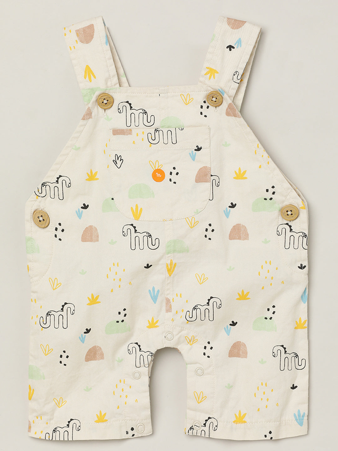 Milou Baby Boys Printed Dungaree White Animal Print