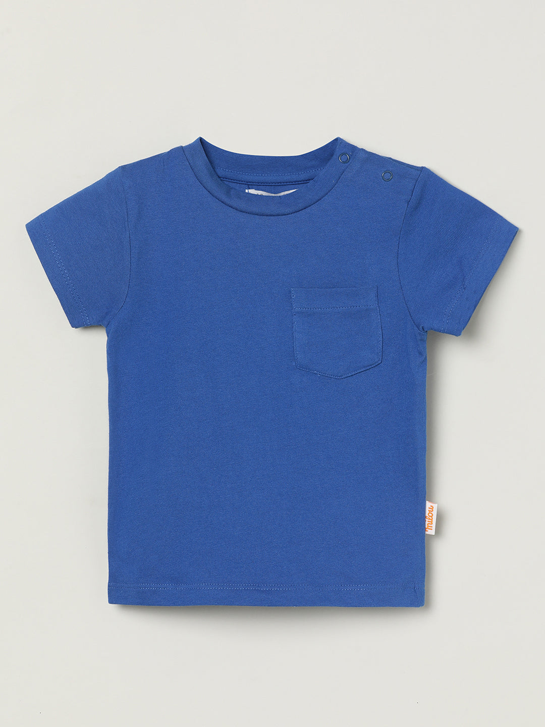 Milou Kids Cotton Solid Bio Washed Boys T-Shirt for Boys -Blue