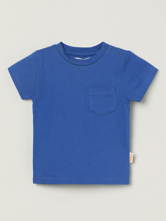 Milou Kids Cotton Solid Bio Washed Boys T-Shirt for Boys -Blue