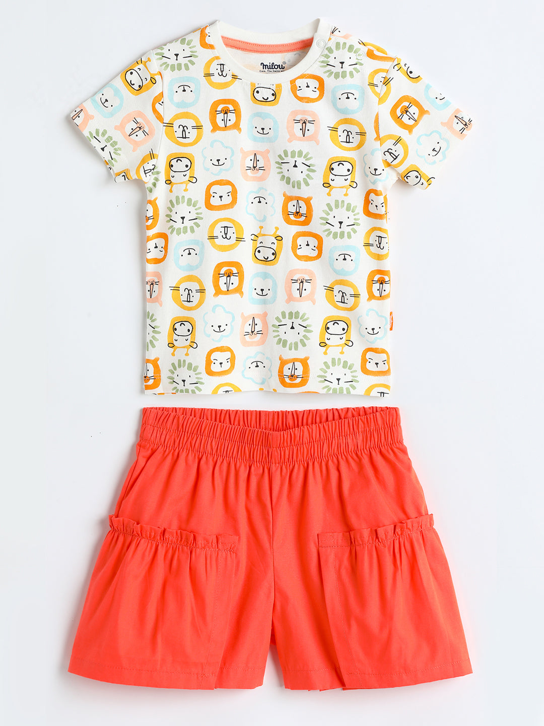 Milou Kids Cotton Bio Washed Half Sleeve Printed Dungaree Set for Boys -BBANDUN032-WA