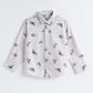 Milou Boys Full Sleeve Printed Bio-Washed Shirt Pink Leaf Print