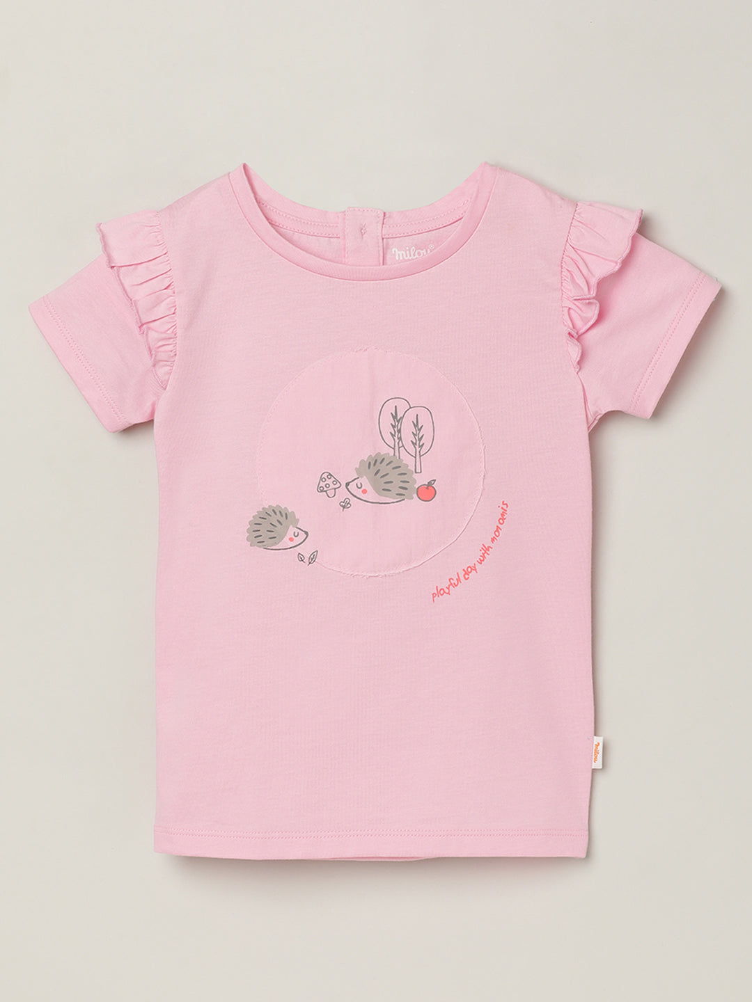 Milou Baby Girls Short Sleeve Printed T-Shirt Pink