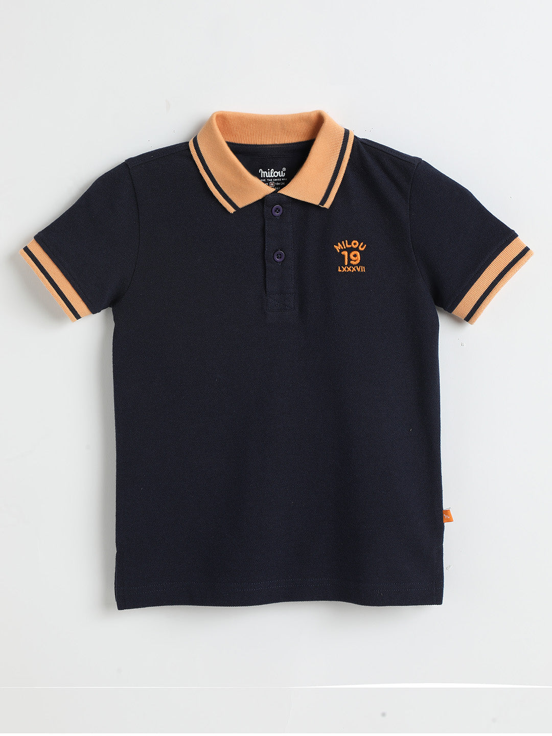 Milou Kids Cotton Bio Washed Half Sleeve Polo Neck T-Shirt for Boys -BBASICPOLO008-NYBL