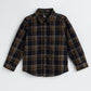 Milou Boys Full Sleeve Checked Bio-Washed Shirt Brown Check